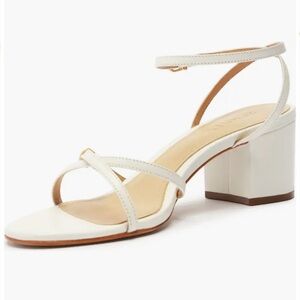 SCHUTZ White Strappy Block Heel Sandals